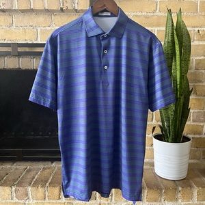 Oliver Ridley Mens Medium Performance Polo Purple Blue Striped